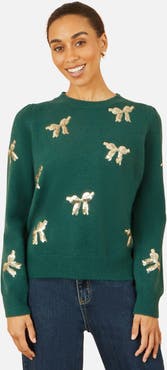 Yumi Sequin Applique Bow Sweater