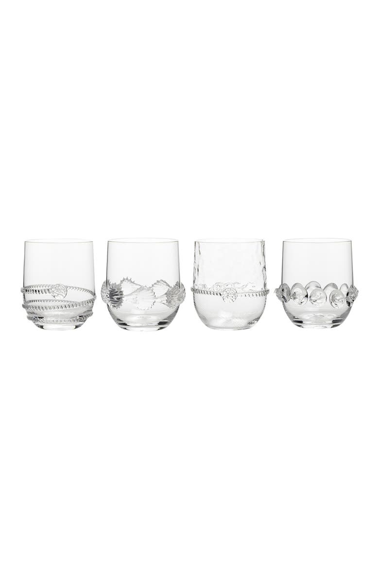 Heritage Set of 4 Assorted Stemless Wine Glasses, Main, color, CLEAR