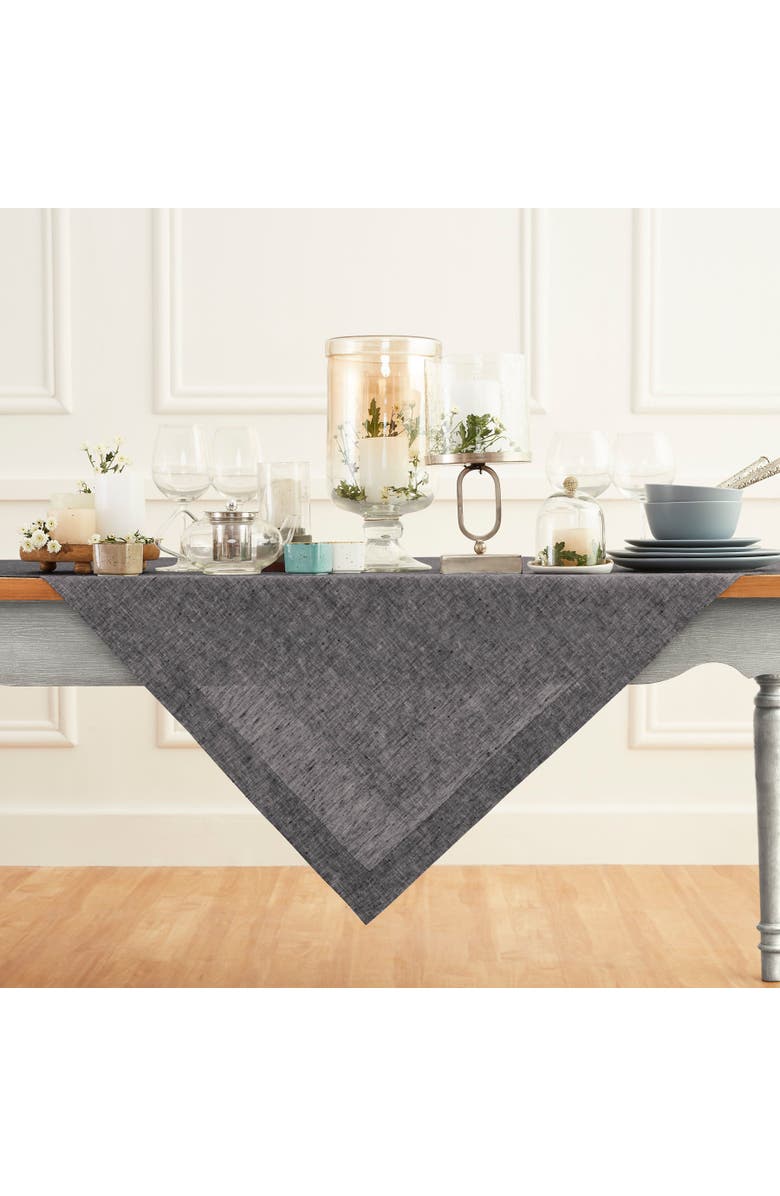 Solino Home Linen Table Throw - Athena, 52" x 52", 52" x 52", Main, color, Chambray Black