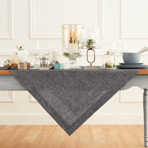 Linen Table Throw 52 x 52 Inch for Dining Table, Holiday and Everyday Table Decor - Athena