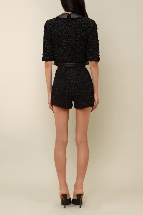 Contessa Mills Blair Whimsical Lambskin-trimmed Novelty Shorts In Black