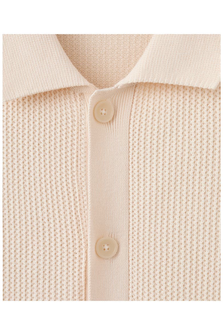 Cotton Piqué Button-Up Shirt, Alternate, color, OFF WHITE