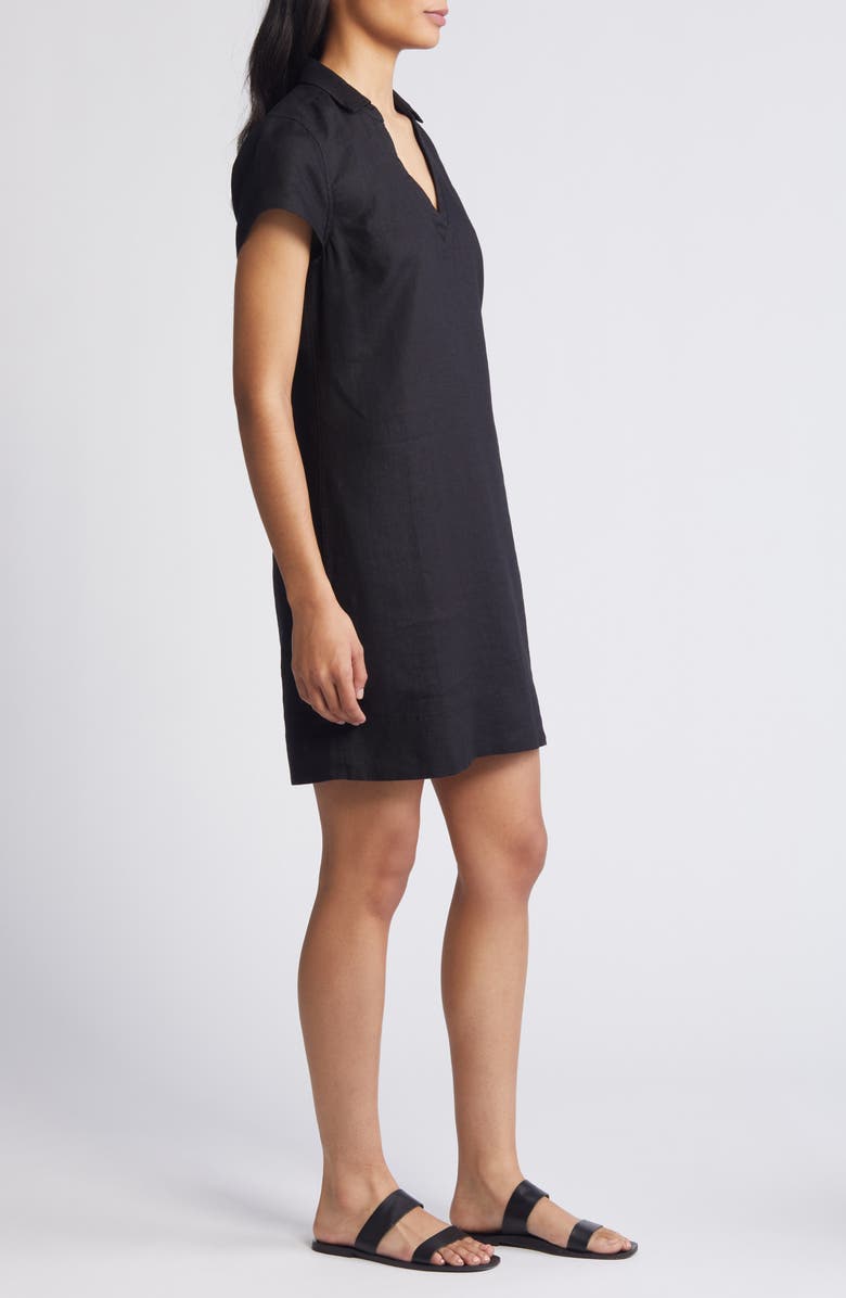 Tommy Bahama Two Palms Short Sleeve Linen Dress, Alternate, color, Black
