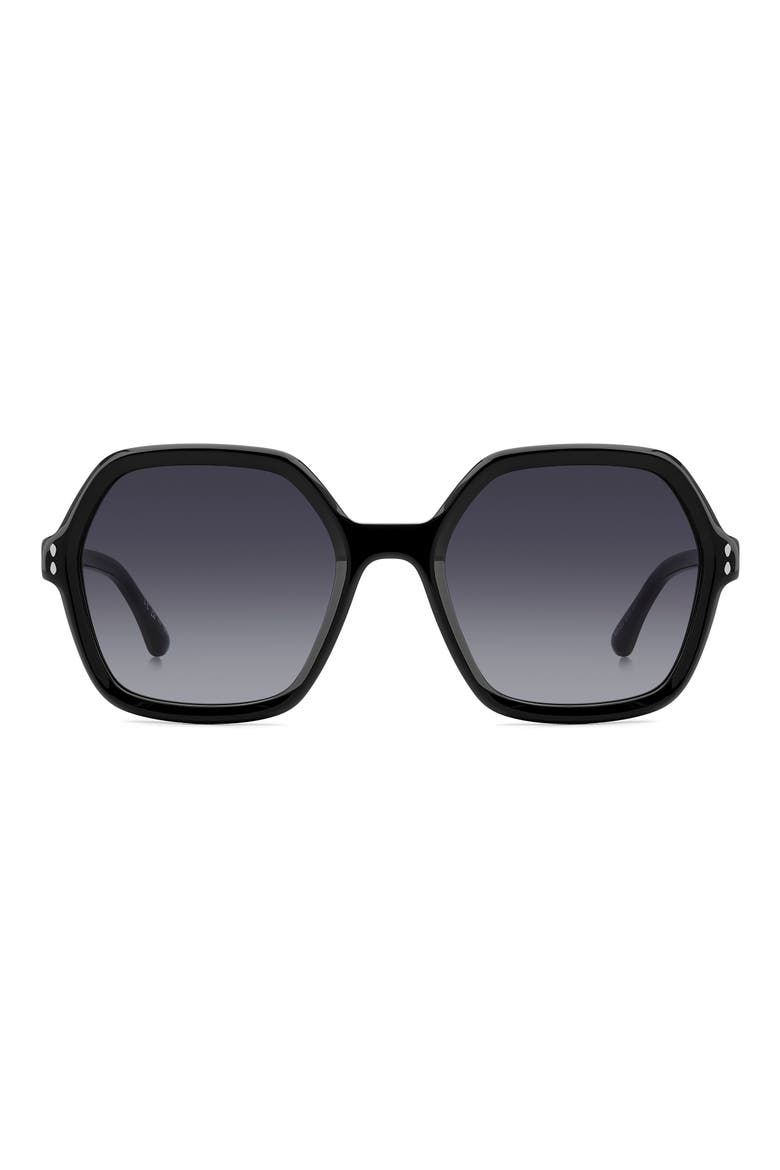 55mm Gradient Square Sunglasses, Main, color, BLACK/ GREY SHADED