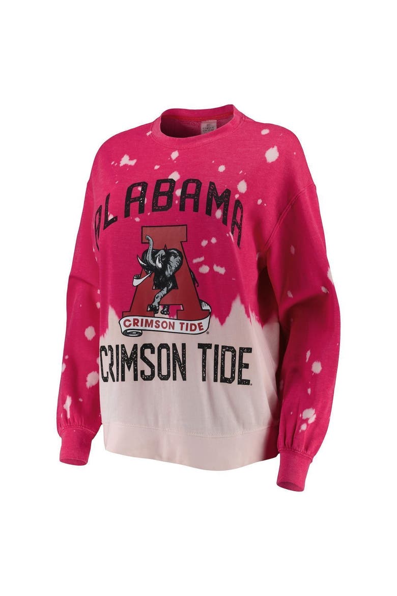 Women's Gameday Couture Crimson Alabama Crimson Tide Twice As Nice Faded Dip-Dye Pullover Long Sleeve Top, Alternate, color, Crimson