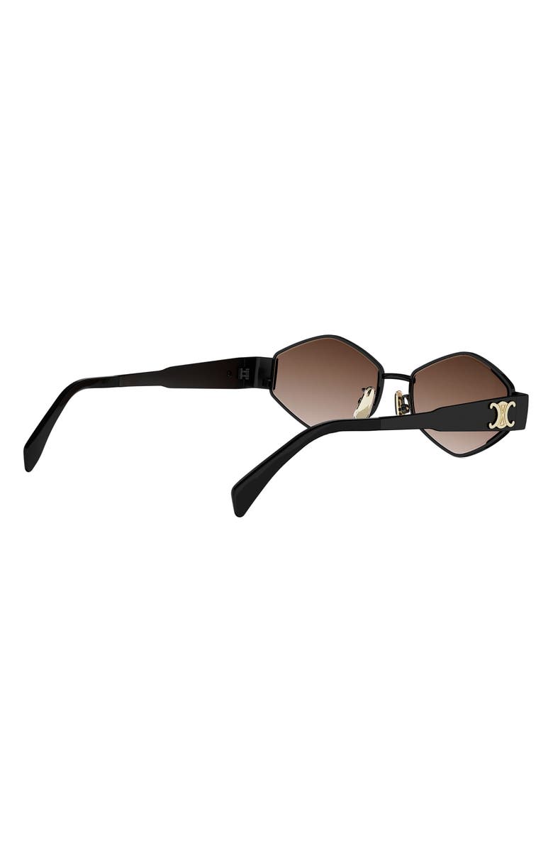 CELINE Triomphe 54mm Geometric Sunglasses, Alternate, color, Shiny Black / Gradient Brown