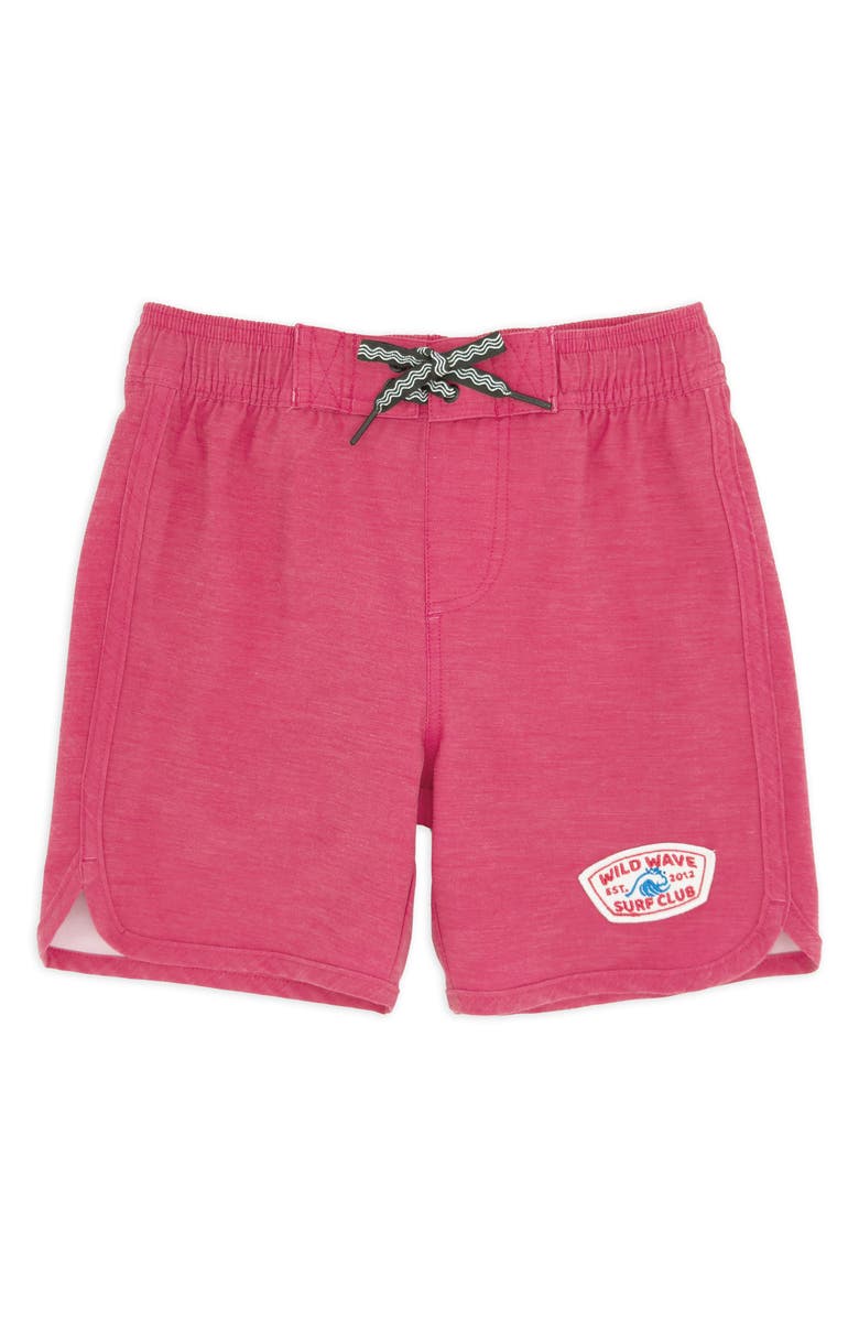 Feather 4 Arrow Kids' Solid Board Shorts, Main, color, Lollipop