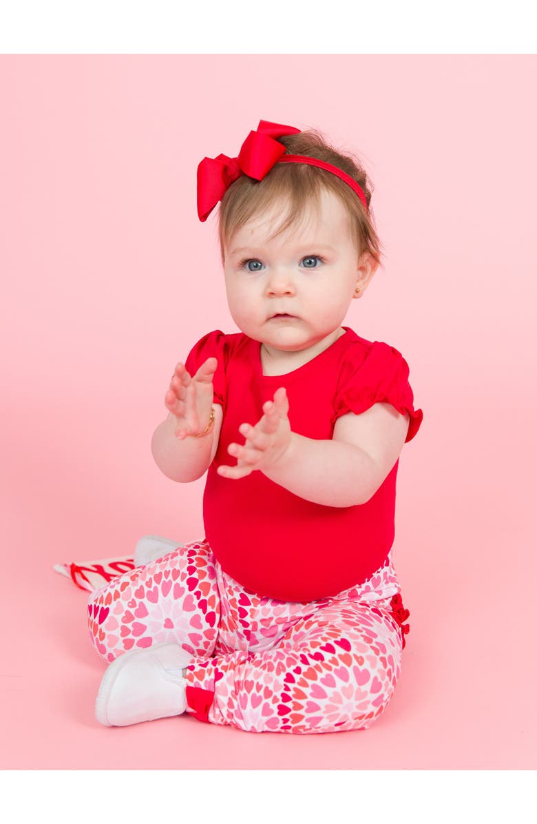 RuffleButts Baby/Toddler Girls Knit Puff Short Sleeve Bodysuit, Alternate, color, Red