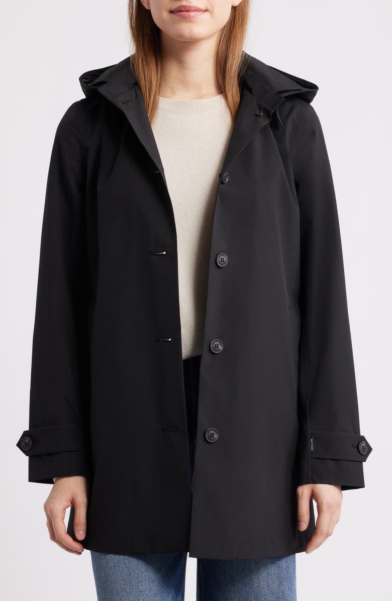 Save The Duck April Water Repellent Raincoat, Alternate, color, Black