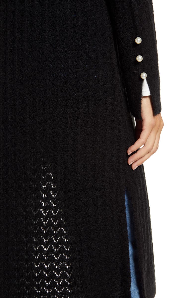 Rachel Parcell Long Pointelle Cardigan, Alternate, color,