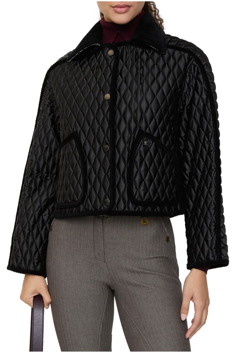 Cropped Quilted Nylon Floriston Jacket, Main, color, Black