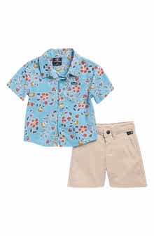 Volcom Button Front Shirt & Chino Shorts Set