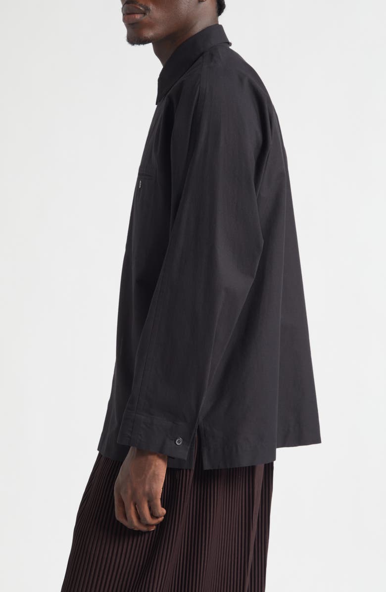 Homme Plissé Issey Miyake Streamlined Cotton Button-Up Shirt, Alternate, color, Black