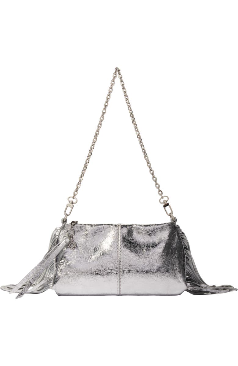 maje Miss M leather clutch bag, Main, color, Silver