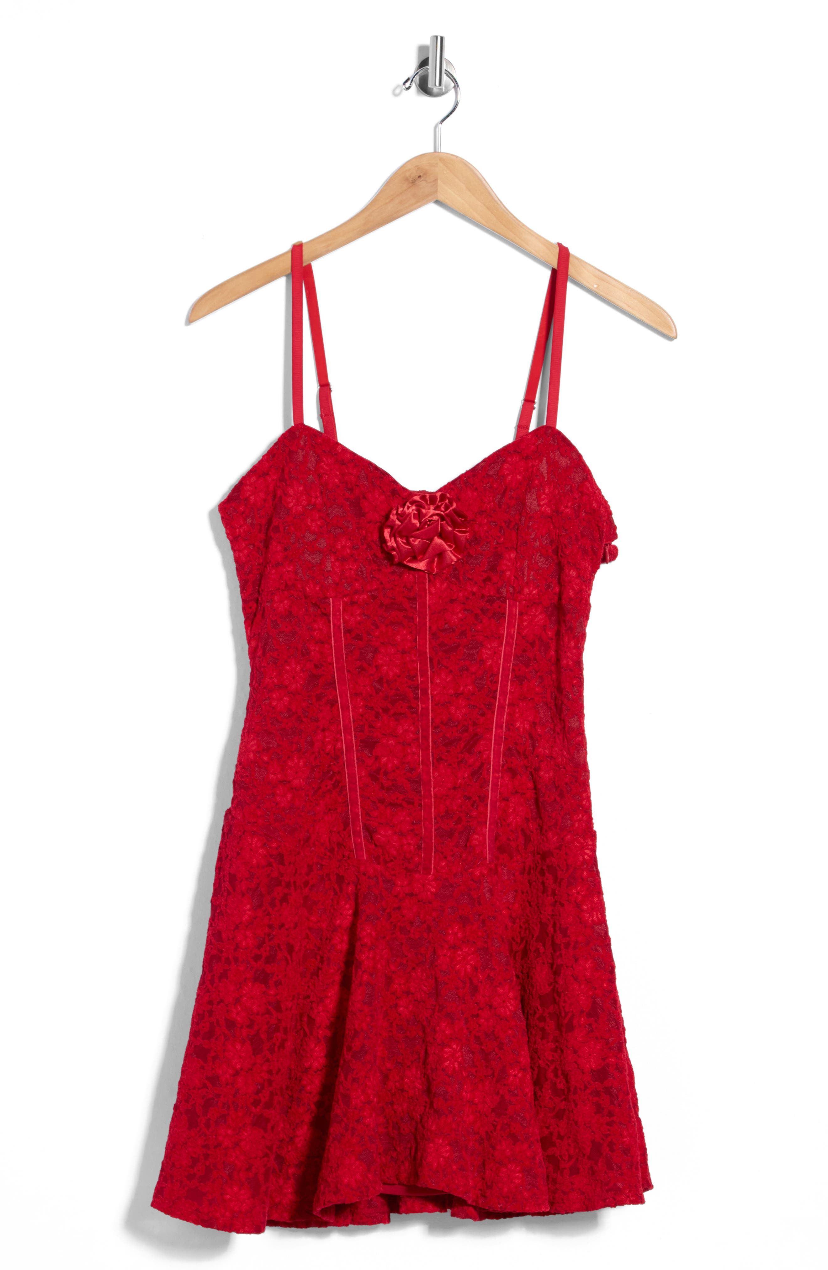 Rosette Detail Basque Waist Lace Dress
