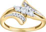 LuvMyJewelry Solynne 0.30 Ct 10K Gold Bypass Diamond Ring