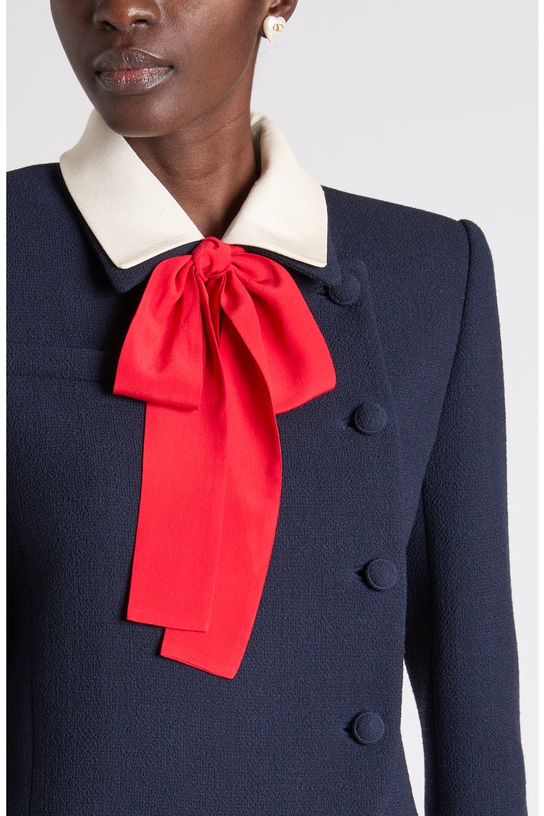 Layered Collar & Bow Wool Crepe Jacket, Alternate, color, NAVY MULTI