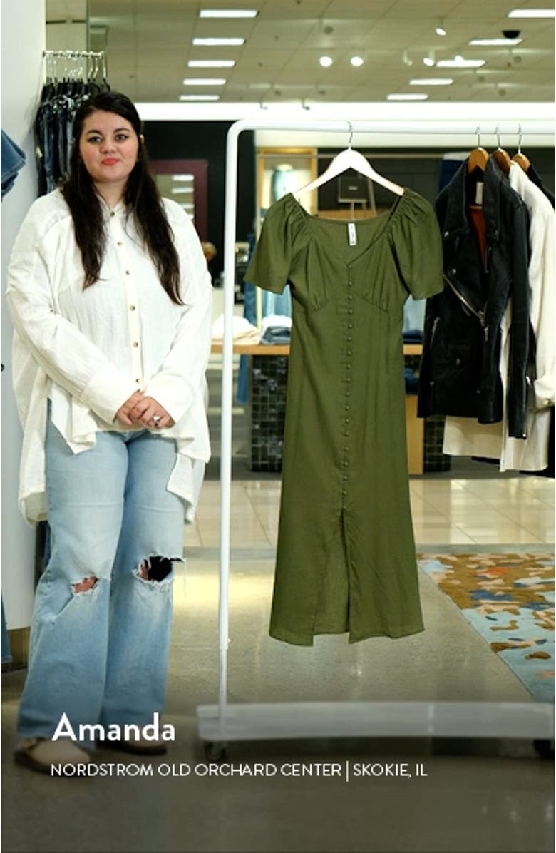 Flutter Sleeve Linen Blend Midi Dress, sales video thumbnail