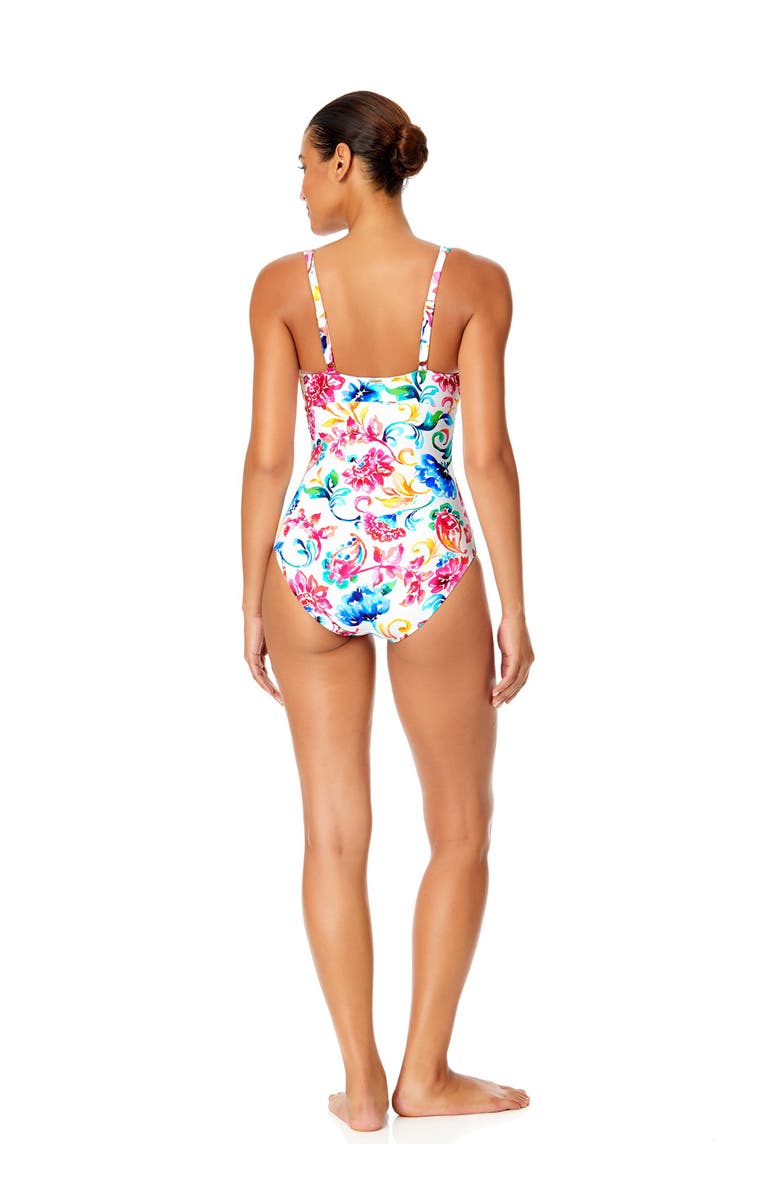 Anne Cole Women's Palm Chic V-Wire One Piece Swimsuit, Alternate, color, Watercolor Paisley
