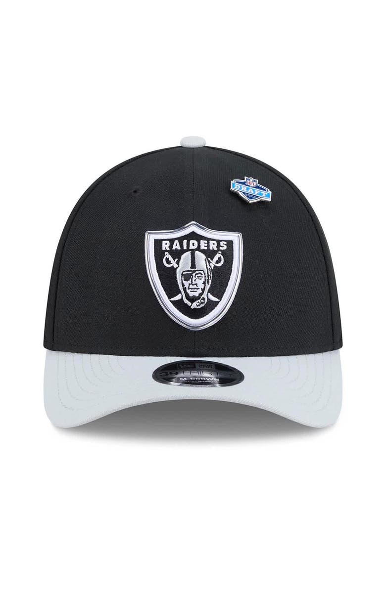 New Era Men's New Era Black/Silver Las Vegas Raiders 2026 NFL Draft 39THIRTY M-Crown Flex Hat, Alternate, color, Black