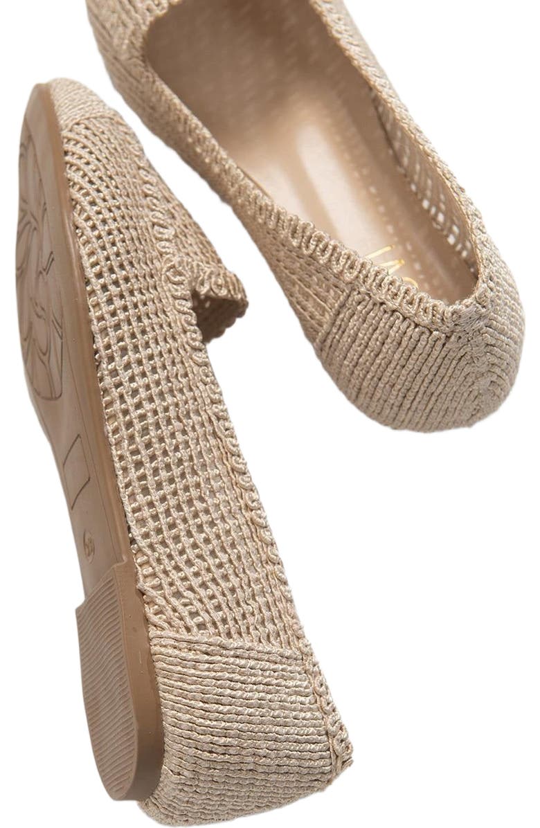 Prologue Shoes Mira Knit Ballet Flat, Alternate, color, Cream Beige Faux Leather