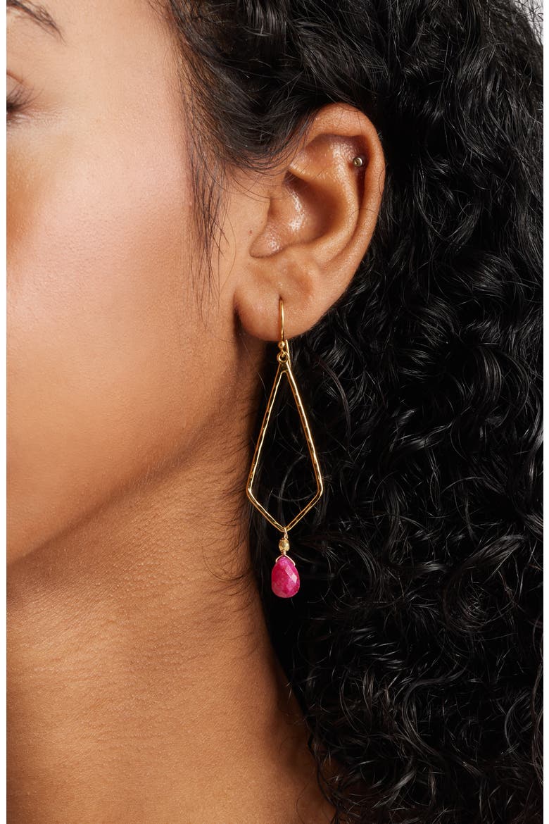Gigi Drop Earrings, Alternate, color, GOLD / SAPPHIRE