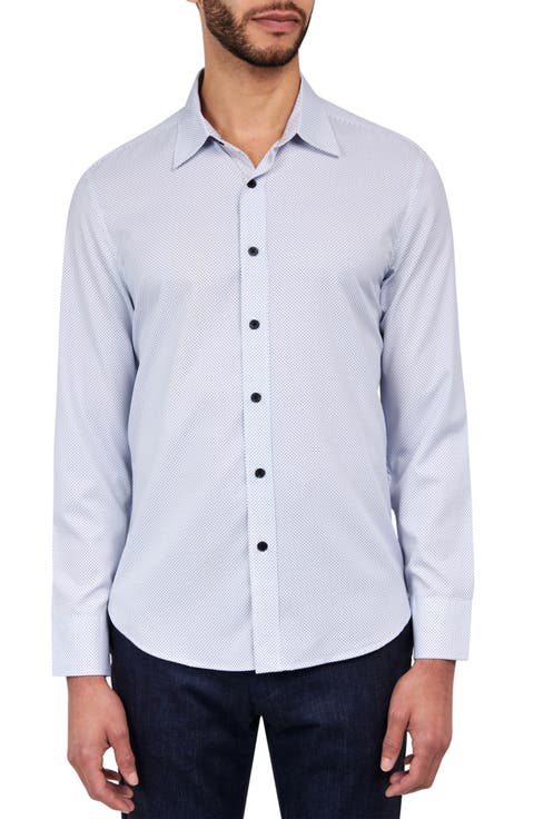 Slim Fit Micro Dot 4-Way Stretch Performance Button-Up Shirt
