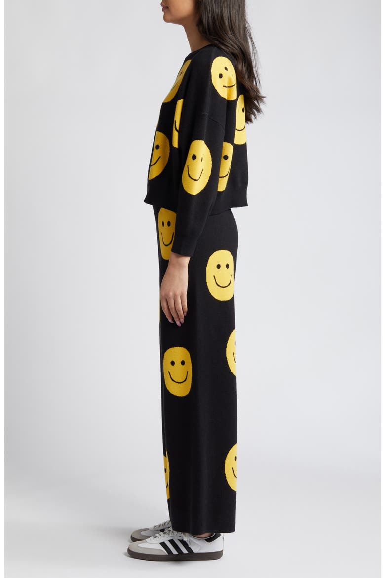 Smiley Sweater & Pants Set, Alternate, color, BLACK