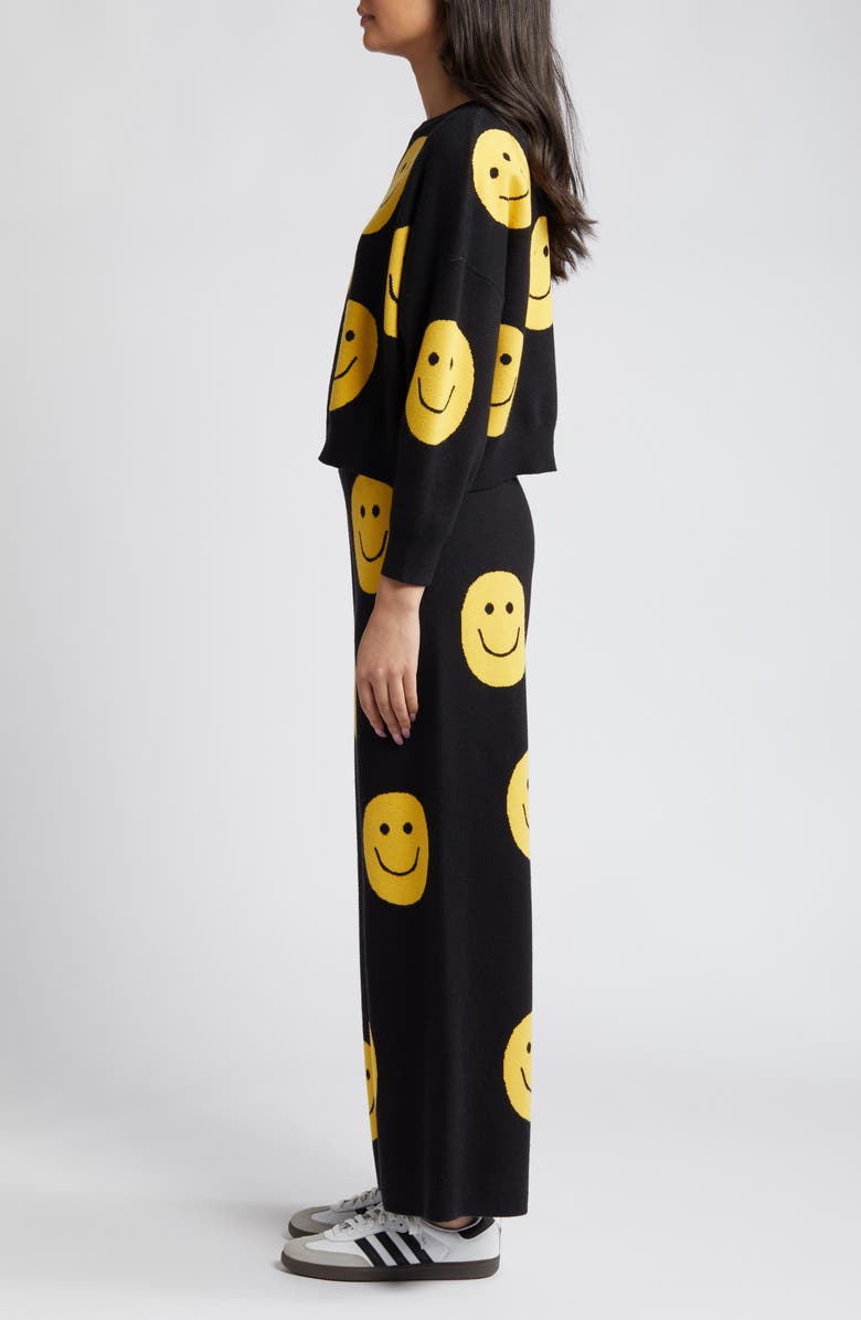 Dressed in Lala Smiley Sweater & Pants Set, Alternate, color, Black