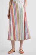 Pendleton Stripe Linen Blend Midi Skirt