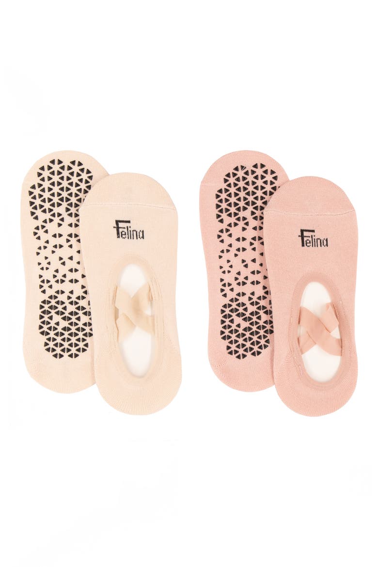 2-Pack Pilates Socks, Main, color, SHELL/ PINK