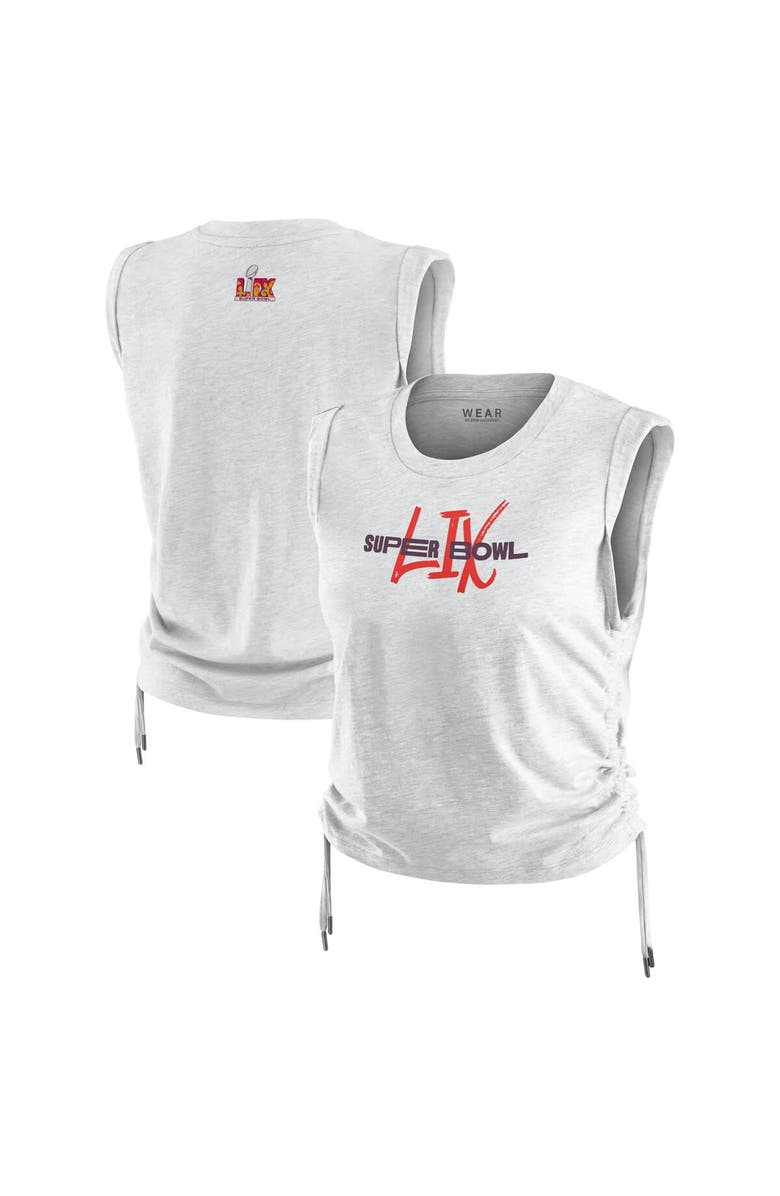 WEAR by Erin Andrews Women's WEAR by Erin Andrews Heather Gray Super Bowl LIX Cinched Tank Top, Alternate, color, 