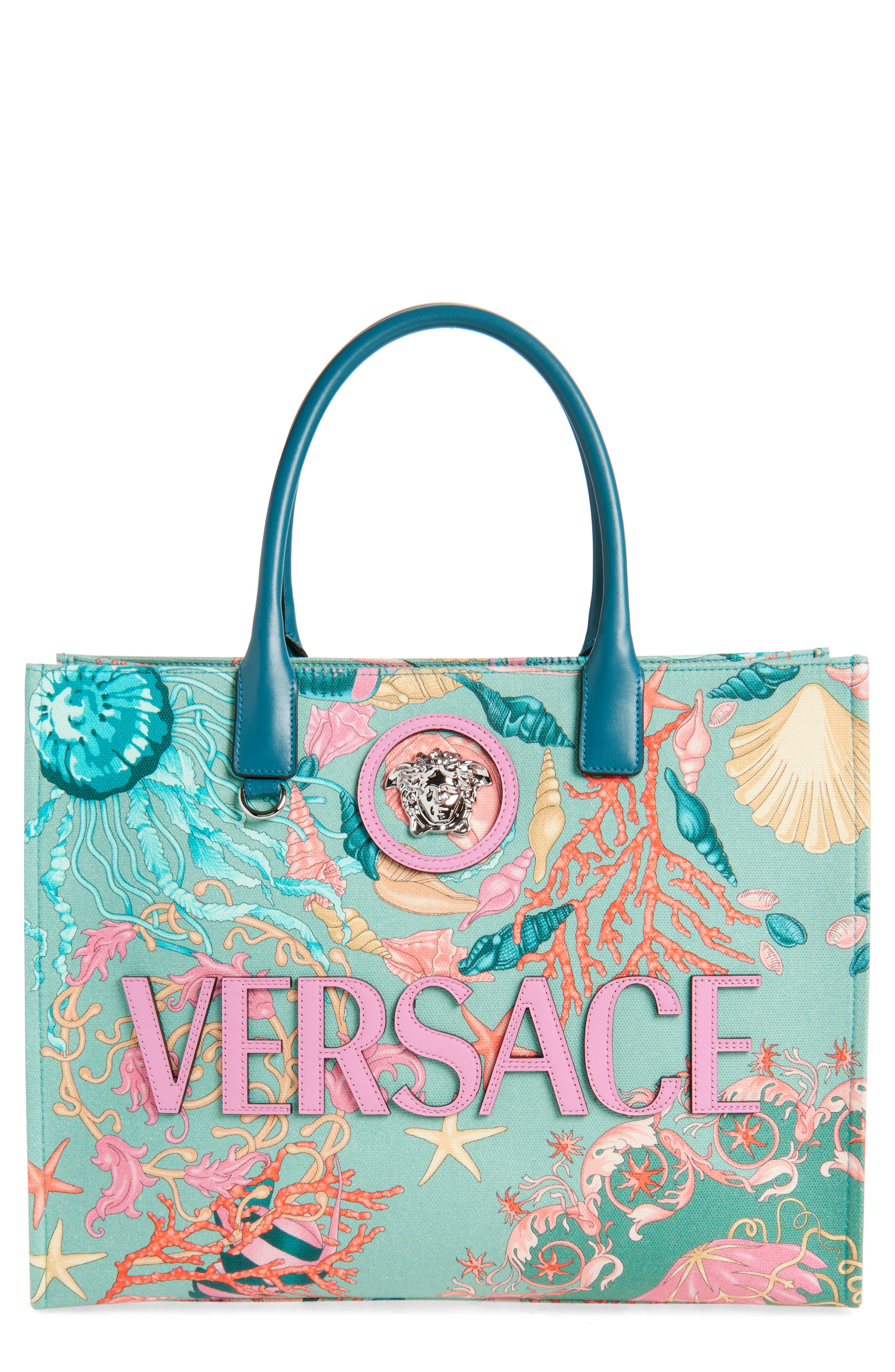 Versace La Medusa Underwater Barocco Canvas Tote, Main, color, 