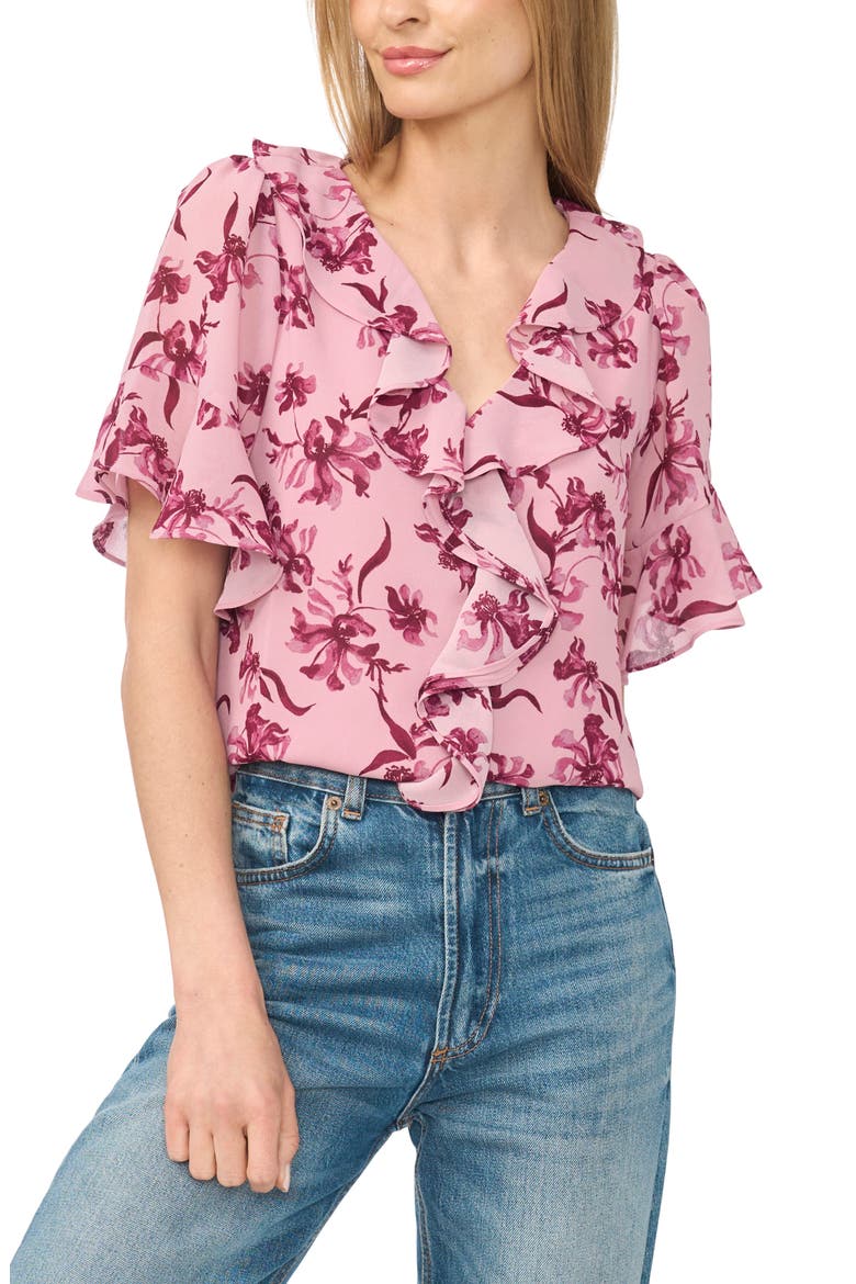 Print Ruffle Top, Alternate, color, CAMEO BLUSH