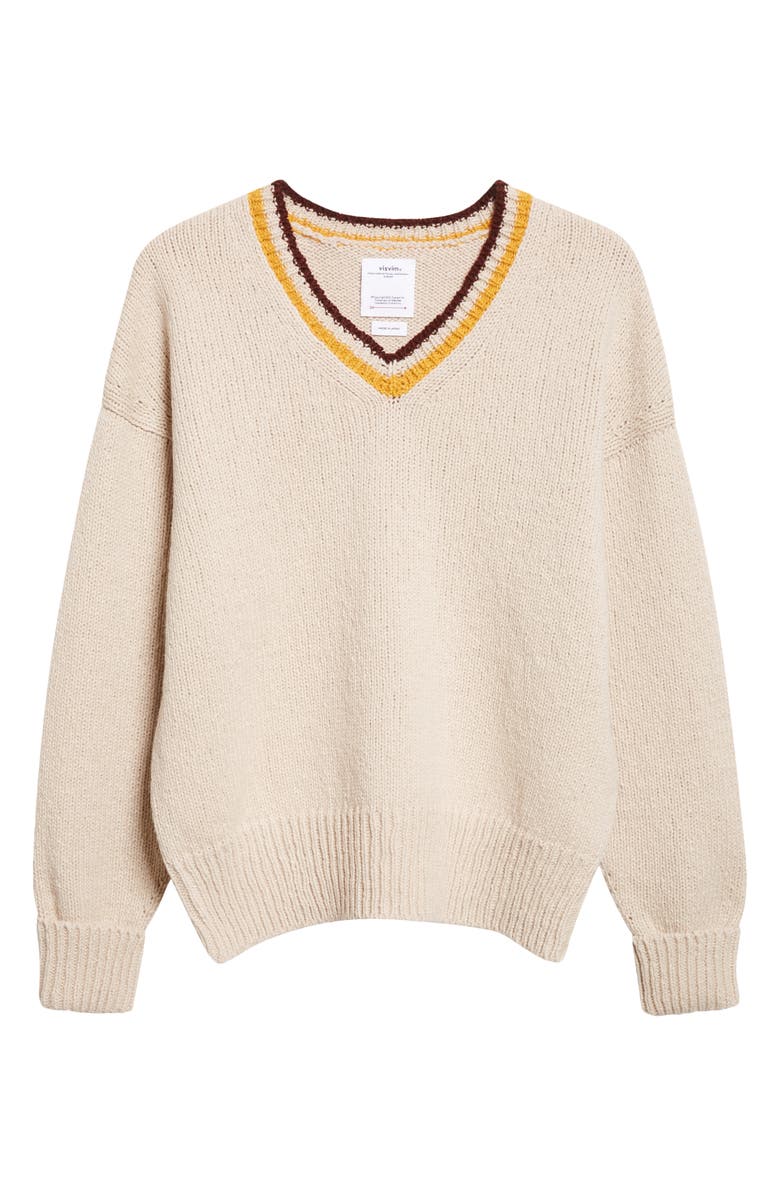 VISVIM College Wool & Cashmere V-Neck Sweater, Alternate, color, Ivory