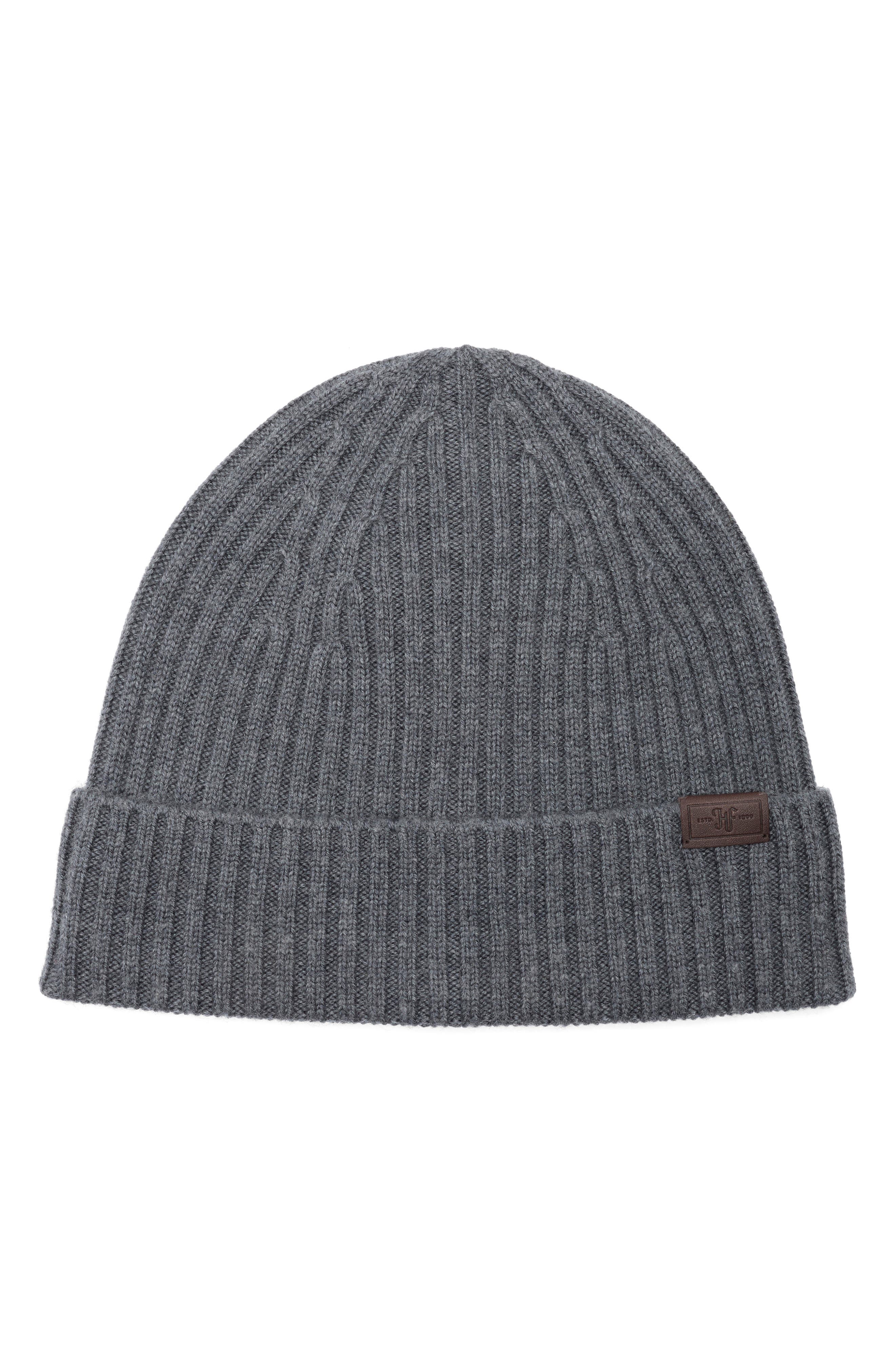 Hickey Freeman Merino Wool Rib Knit Beanie