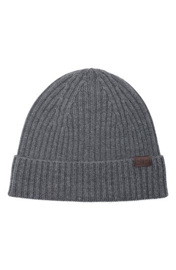 Hickey Freeman Merino Wool Rib Knit Beanie In Gray