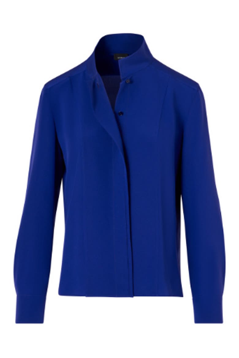Stand Collar Silk Crepe Shirt, Alternate, color, PURPLE