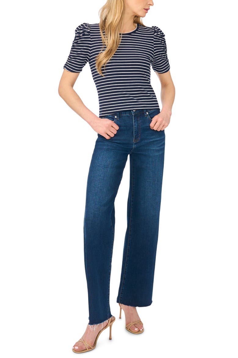 Puff Sleeve Stripe Tee, Alternate, color, CLASSIC NAVY