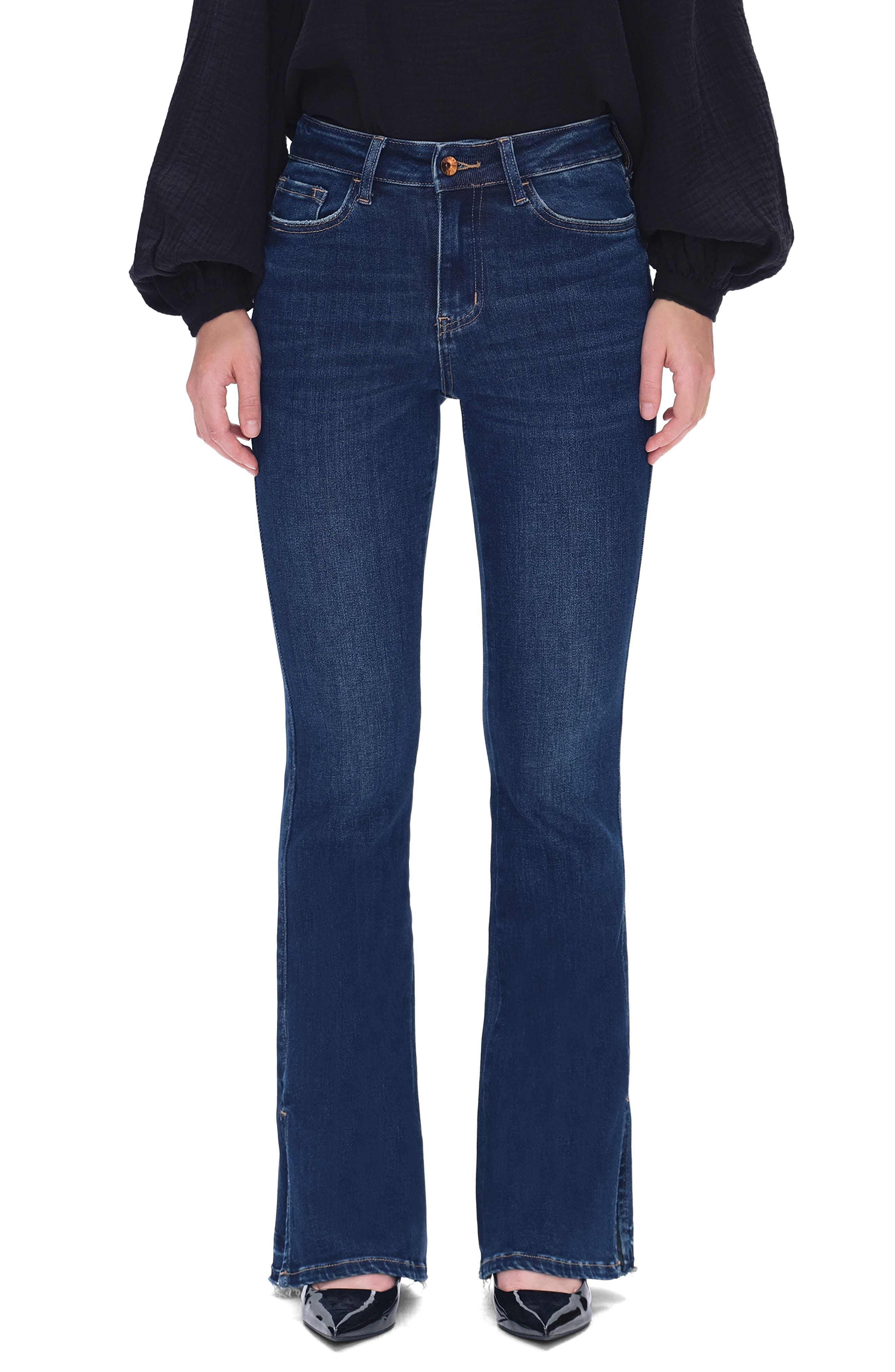 Split Hem Mid Rise Flare Jeans - image 3