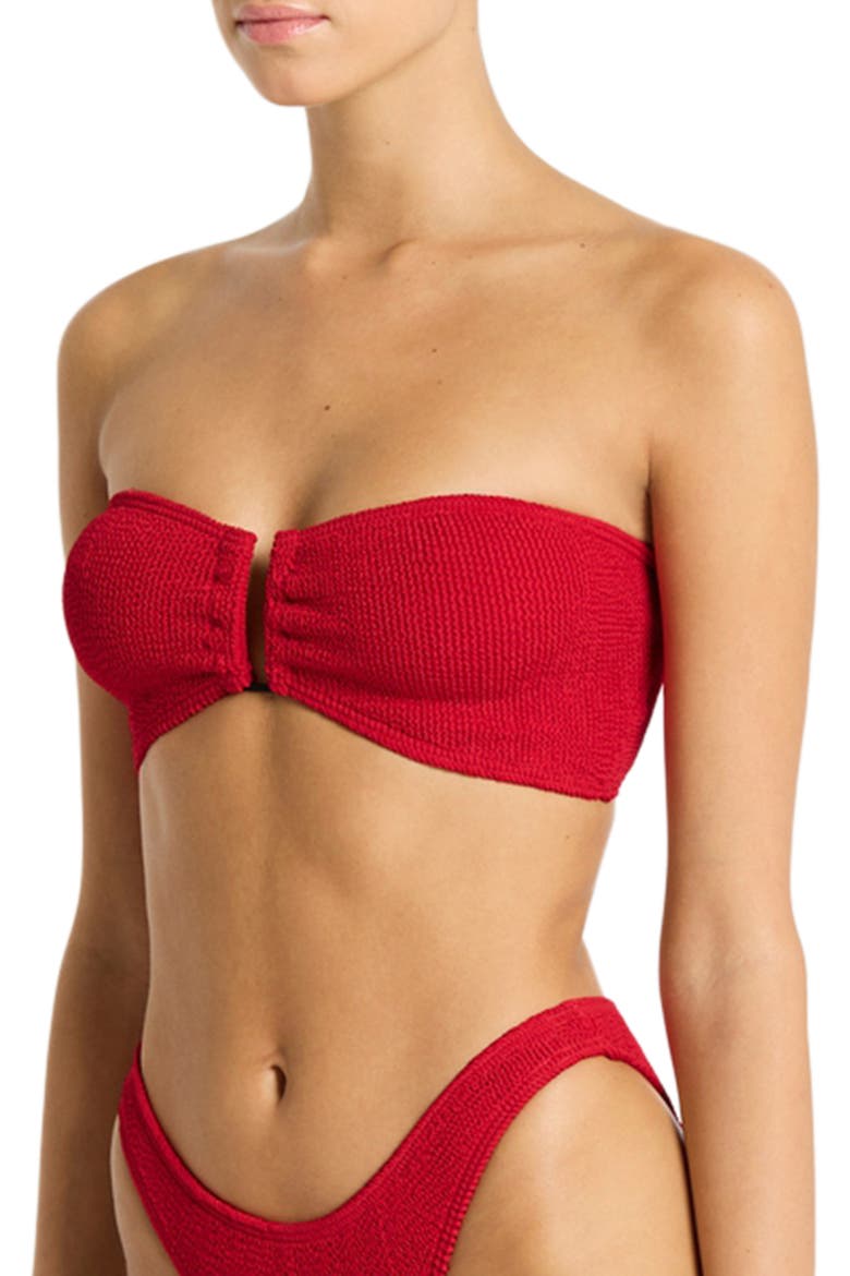 Blake U-Bar Bandeau Bikini Top, Alternate, color, BAYWATCH RED RECYCLED