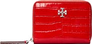 Tory Burch Small Kira Croc Texture Leather Zip Wallet