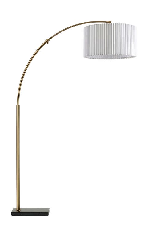 Logan 76" Modern Extendable LED Floor Lamp with Fabric Drum Shade, Bulb Included