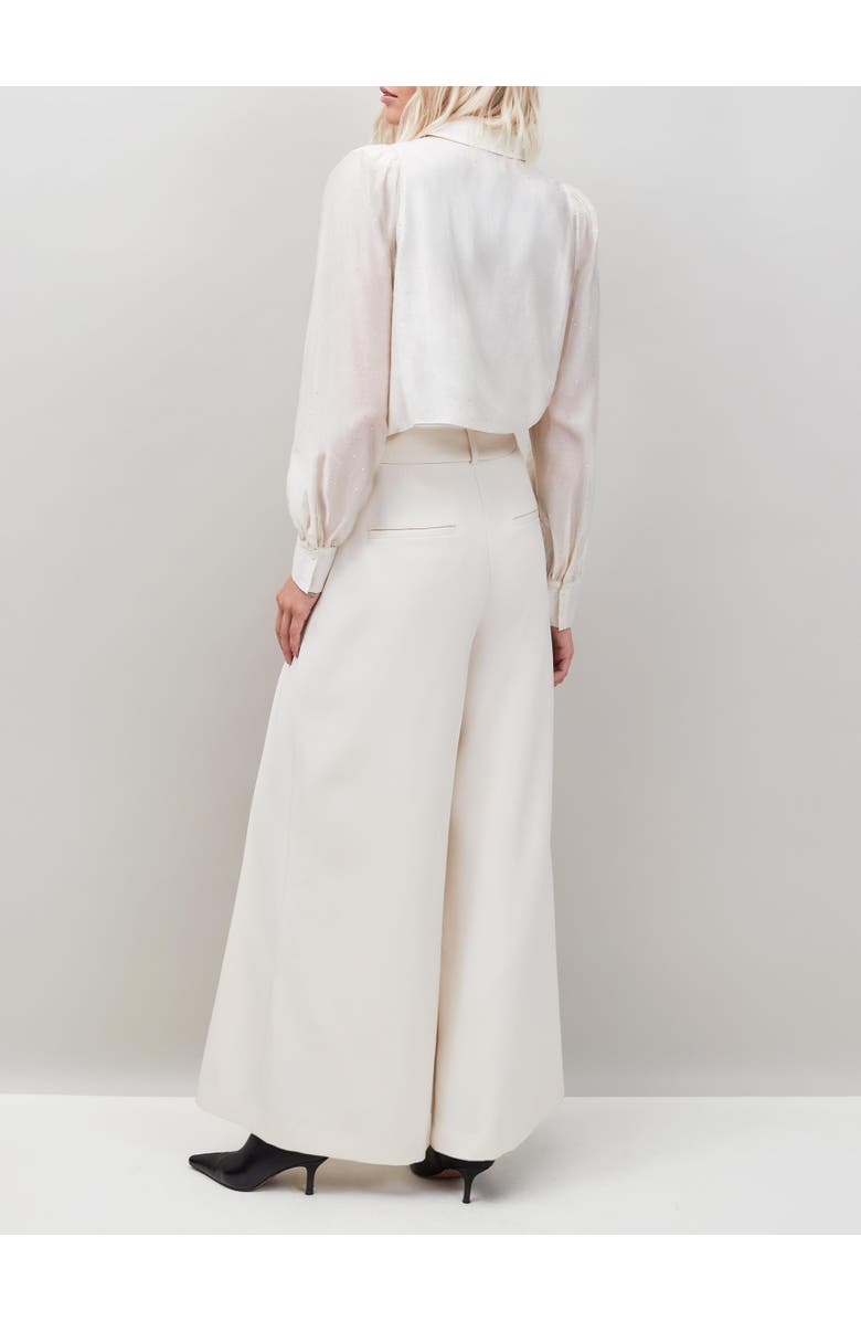 Ro&Zo Pleat Detail Wide Leg Pants, Alternate, color, Cream