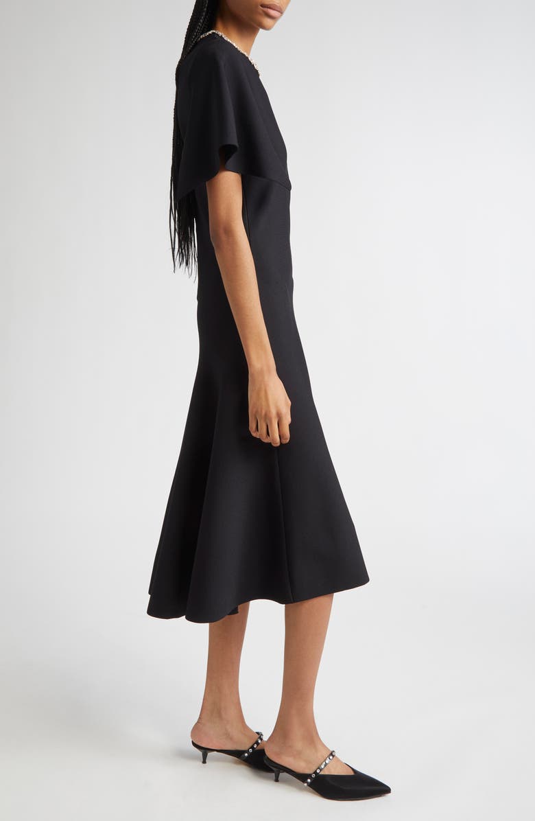 McQueen Crystal Embellished Split Sleeve Midi Dress, Alternate, color, Black/ Crystal