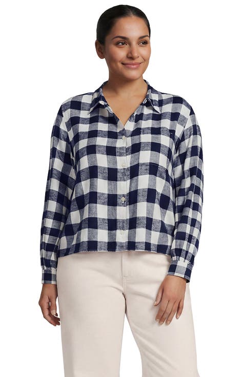 Plus Size Cropped Flannel Shirt