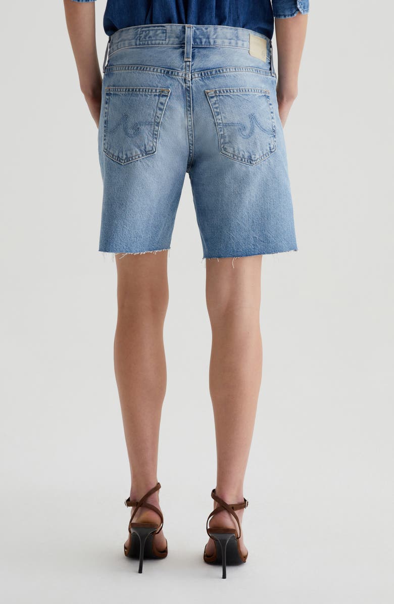 AG Ex-Boyfriend Raw Hem Mid Length Denim Shorts, Alternate, color, Intuition