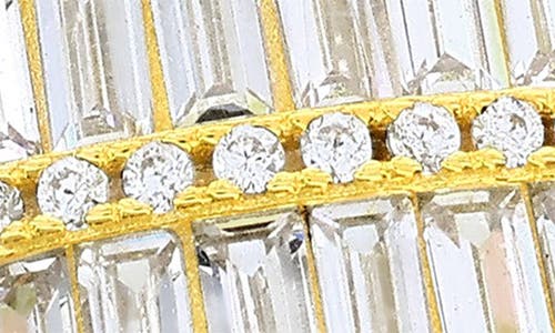Suzy Levian Yellow Sterling Silver Cubic Zirconia Double Row White Baguette And Round Cut Wide Eternity Band