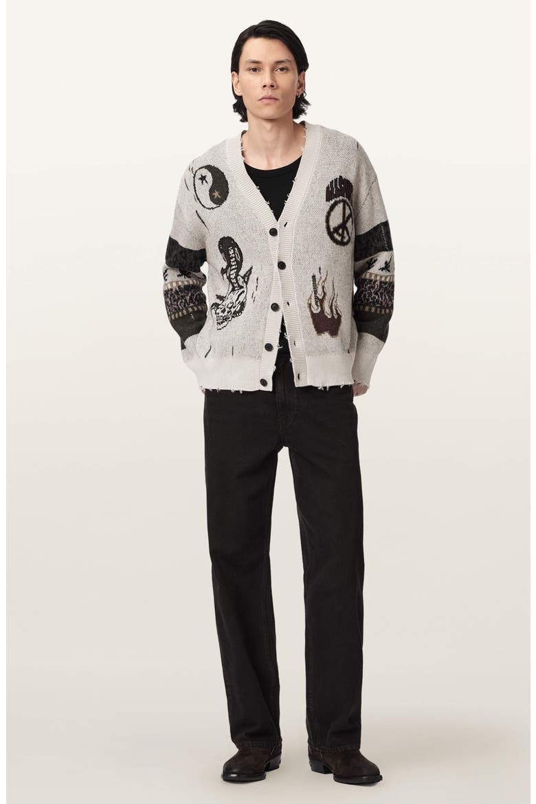 Bram Distressed Cotton Cardigan, Alternate, color, ECRU WHITE
