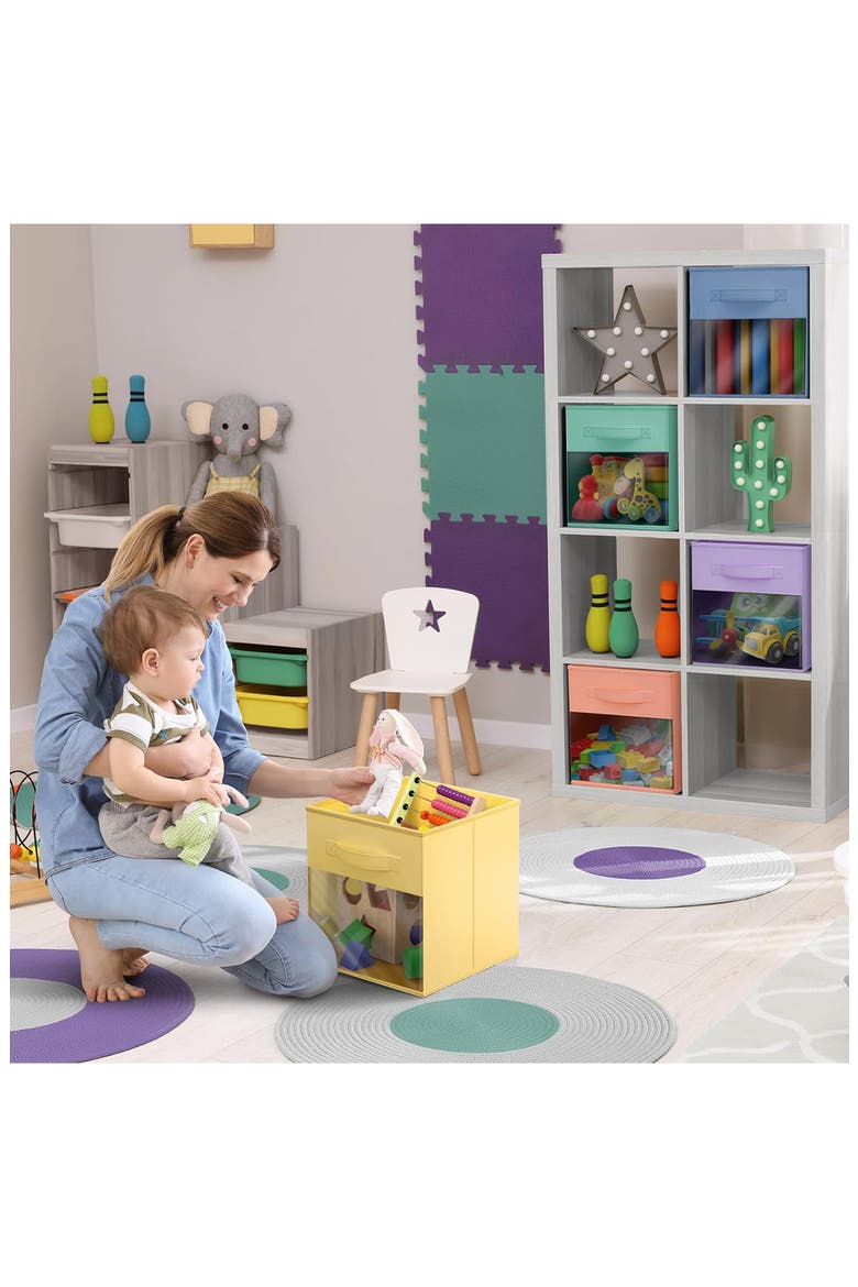 6-Pack Storage Bins with Windows, Alternate, color, LIGHT PASTEL